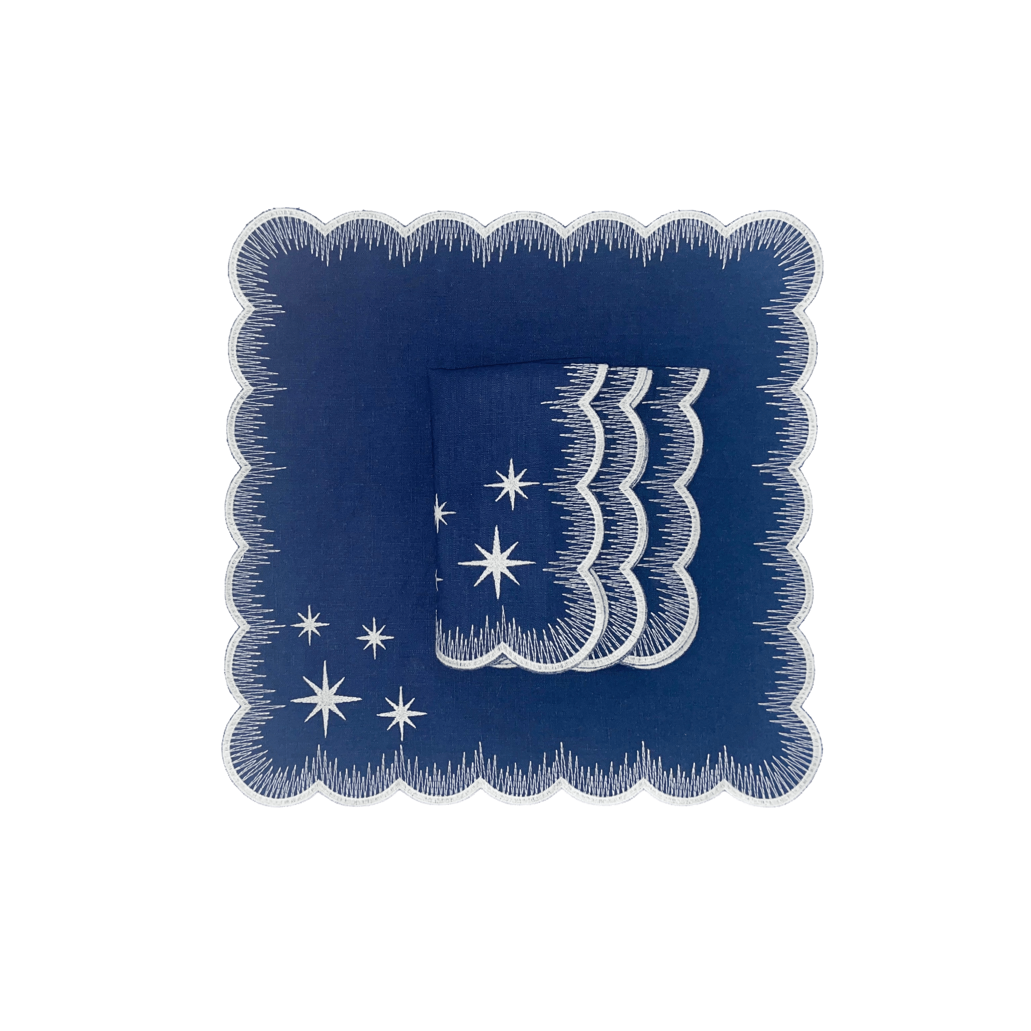 Henriette - Luxury Linens Napkins Starlight Navy Blue with White Napkins (set of 4)