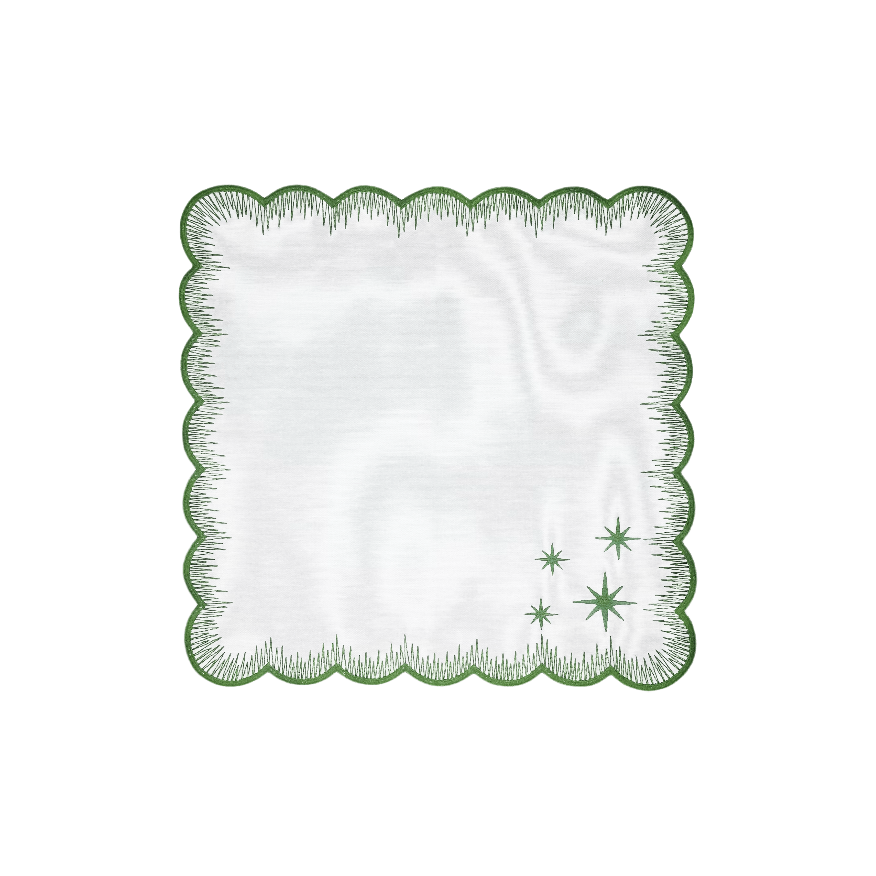 Henriette - Luxury Linens Napkins Starlight White with Green Napkins (set of 4)