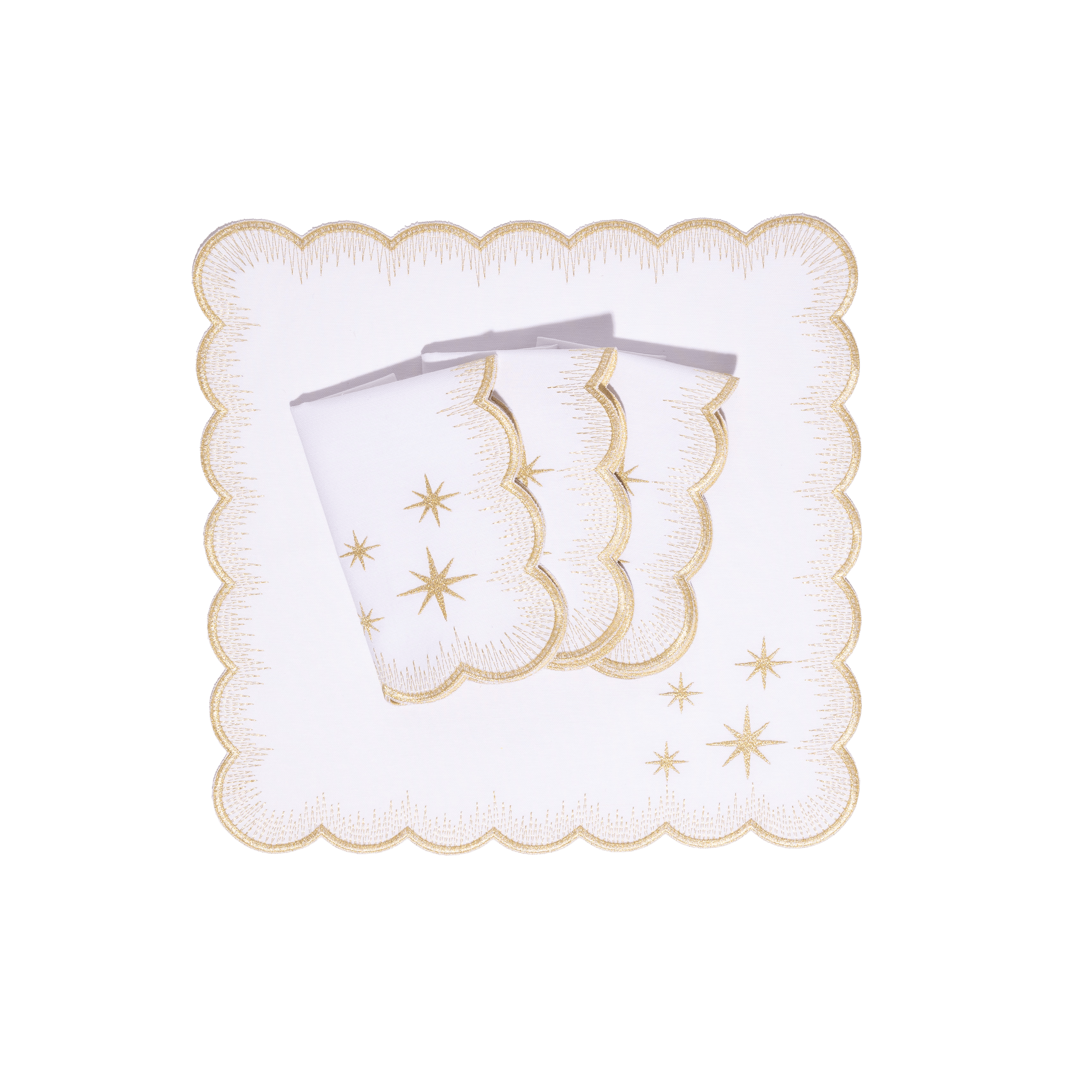 Henriette - Luxury Linens Napkins Starlight White with Metallic Gold Napkins (set of 4)
