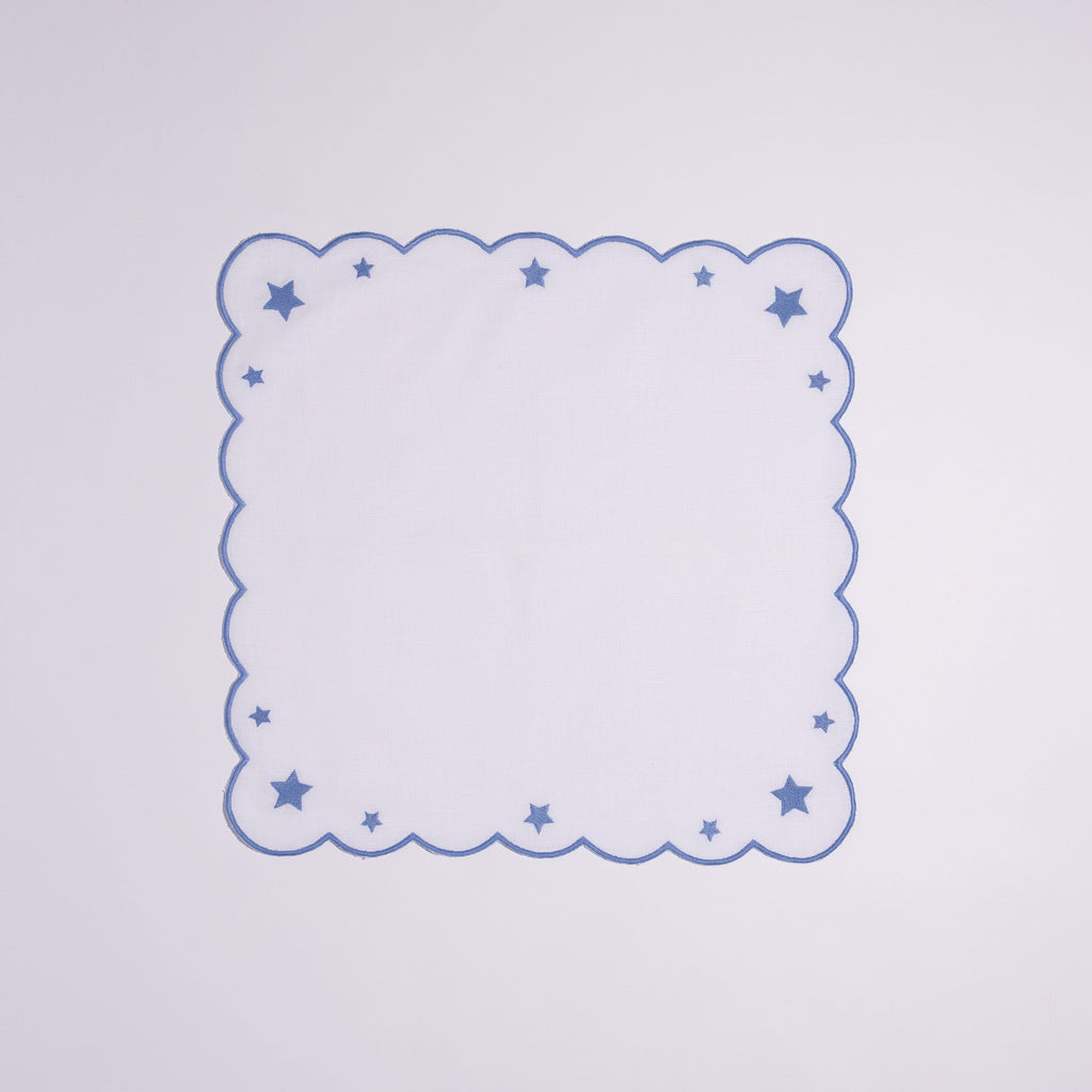 Henriette - Luxury Linens Napkins Superstar Napkins White Hydrangea Blue (set of 4)