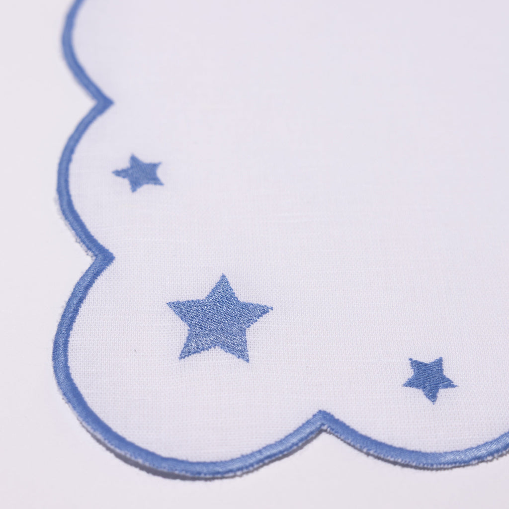 Henriette - Luxury Linens Napkins Superstar Napkins White Hydrangea Blue (set of 4)