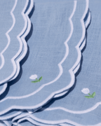 Henriette - Luxury Linens Napkins Tulip Marigold Napkins Pale Blue (set of 4)
