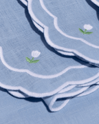 Henriette - Luxury Linens Napkins Tulip Marigold Napkins Pale Blue (set of 4)