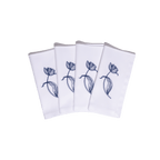 Henriette - Luxury Linens Napkins Tulip White with Navy Blue Napkins (set of 4)