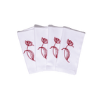 Henriette - Luxury Linens Napkins Tulip White with Ruby Red Napkins (set of 4)