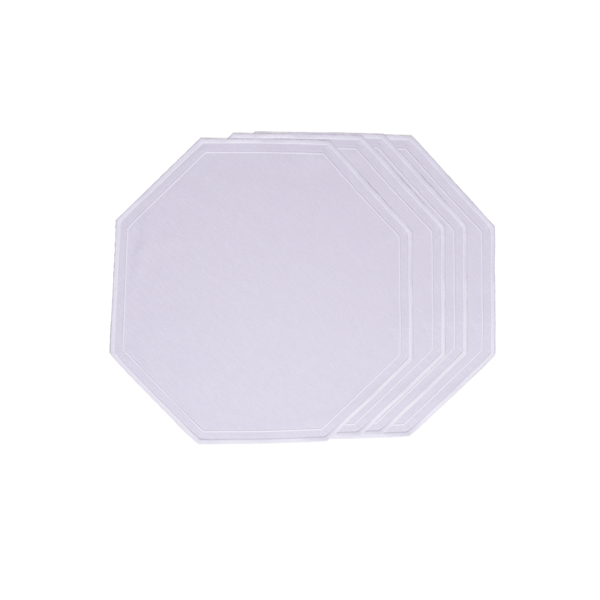 Henriette - Luxury Linens Octagon White with White Placemats (set of 4)
