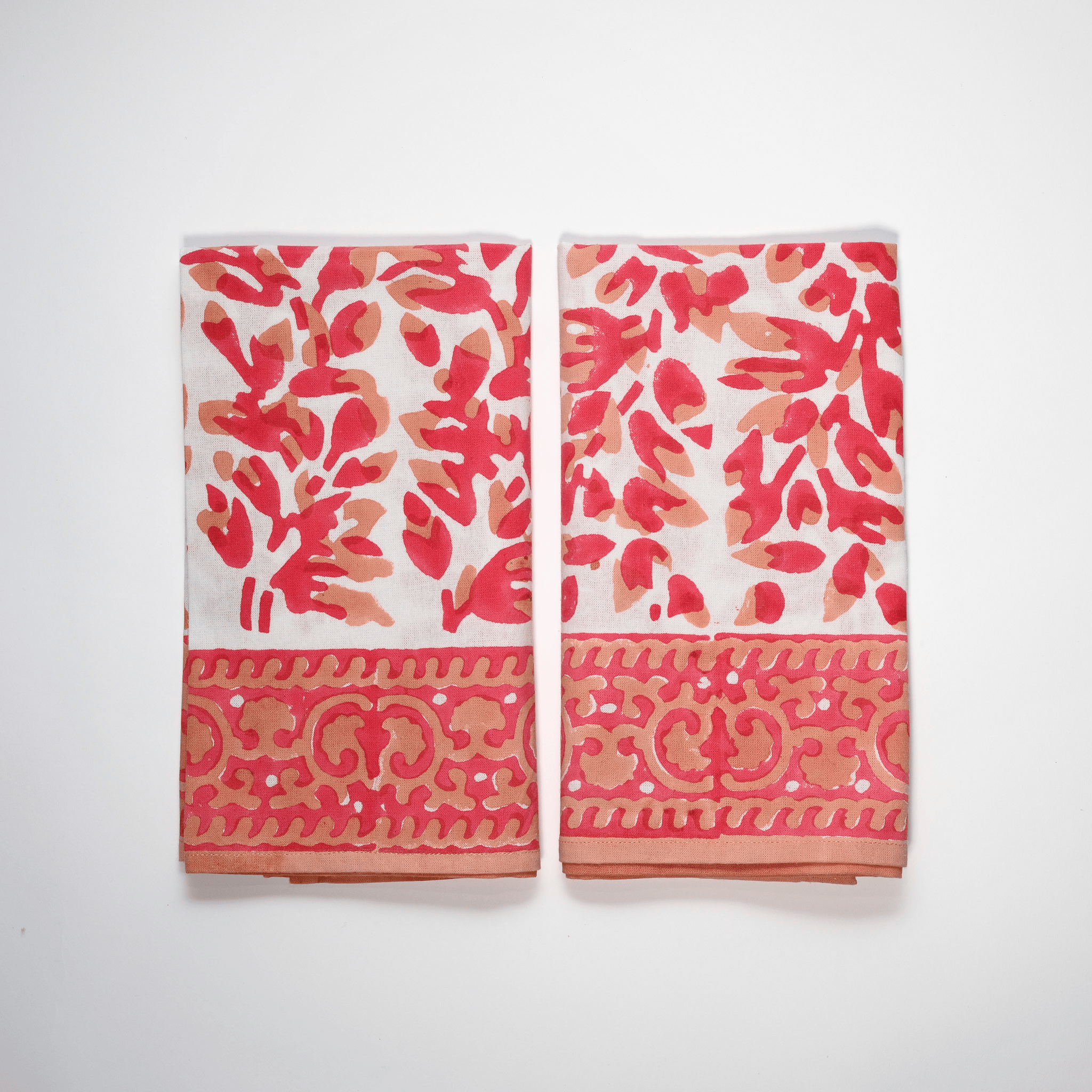 Henriette - Luxury Linens Oliva Peach/ Pink Napkins (set of 4)