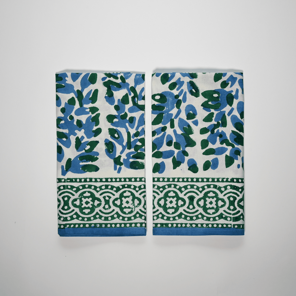 Henriette - Luxury Linens Oliva Sea Green/ Blue Napkins (set of 4)