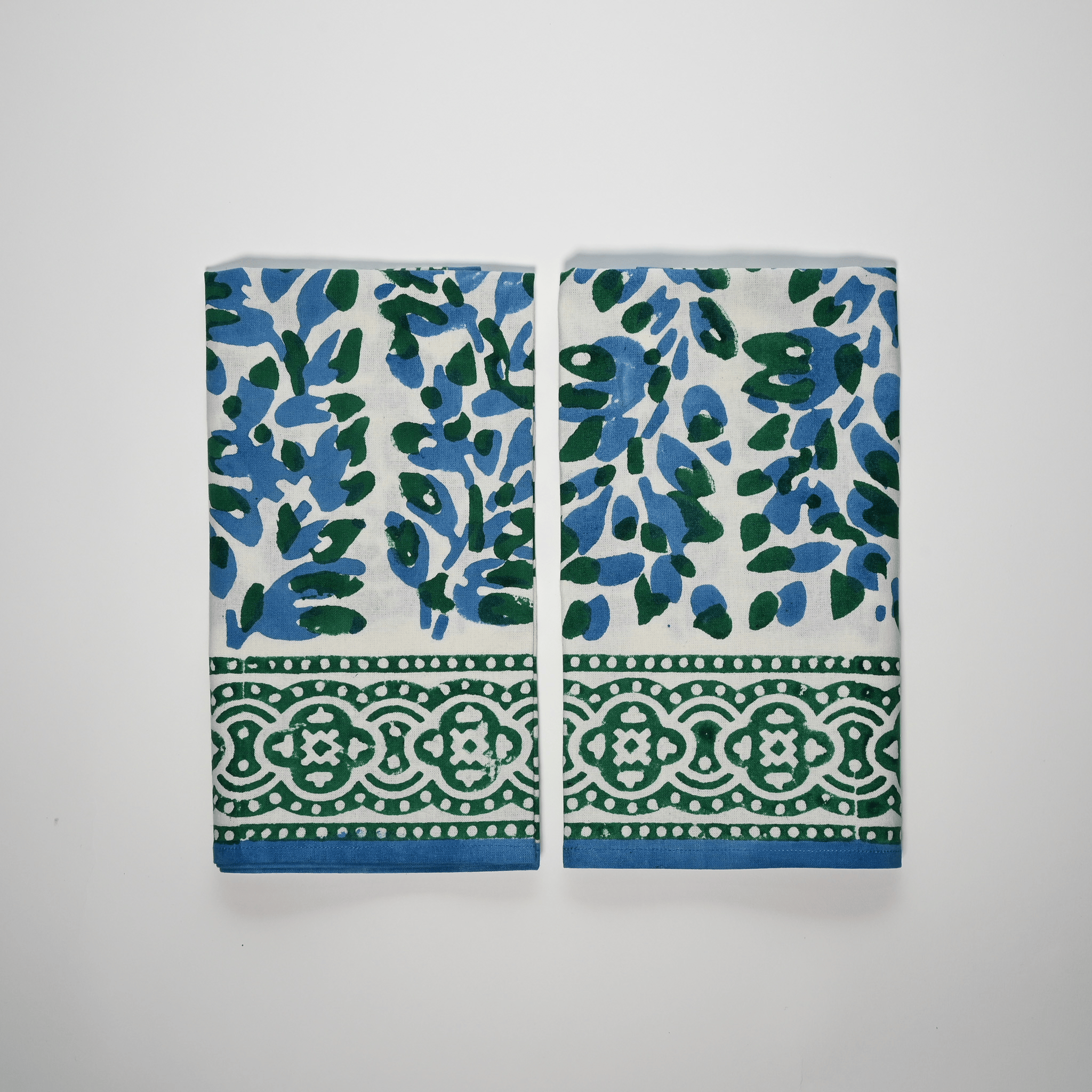 Henriette - Luxury Linens Oliva Sea Green/ Blue Napkins (set of 4)