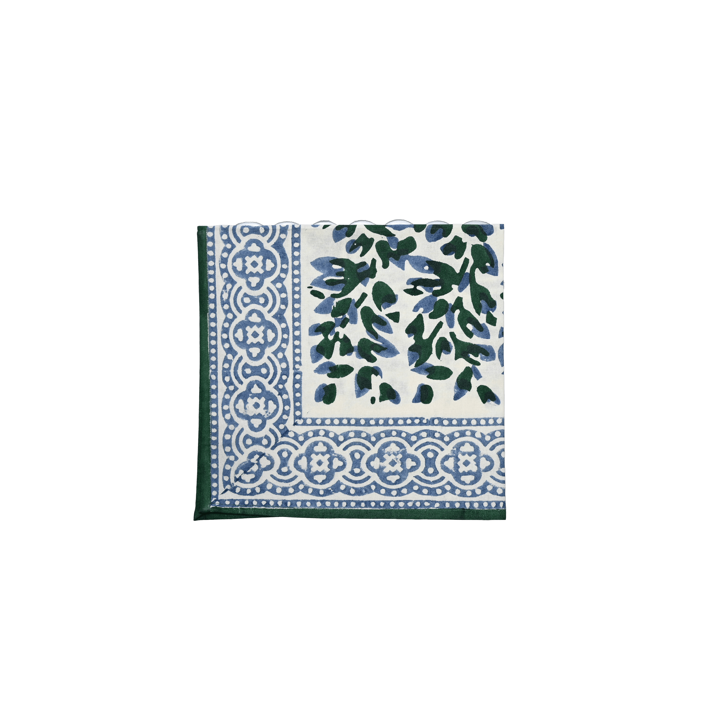 Henriette - Luxury Linens Olivia Indigo/ Green Napkins (set of 4)