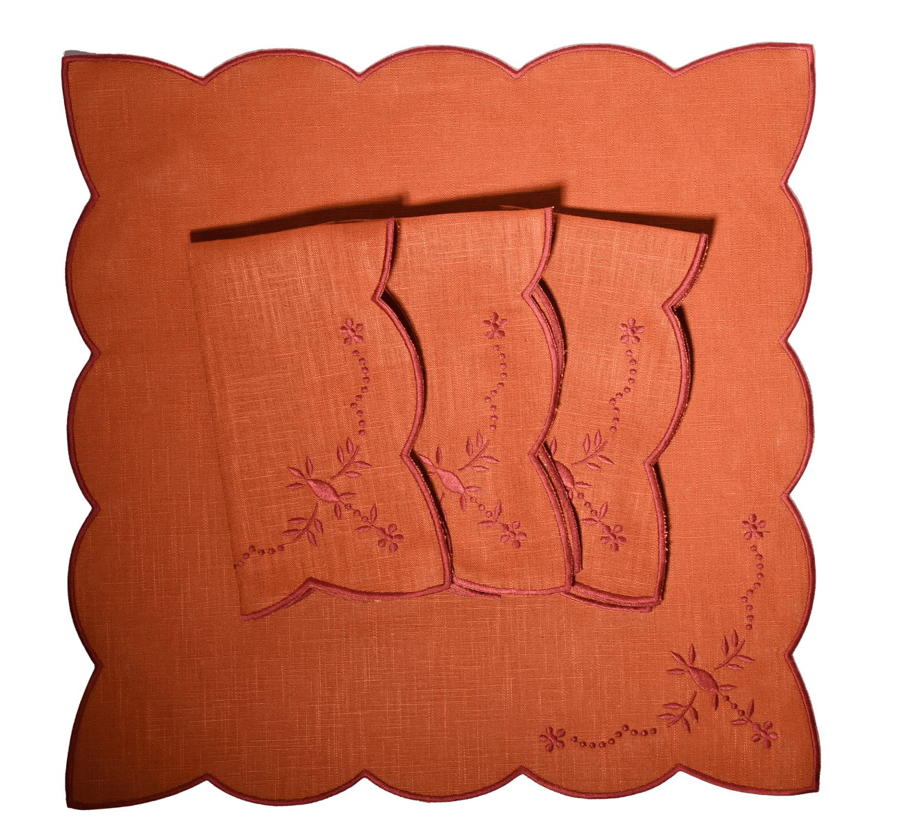 Henriette - Luxury Linens Orange Floral Napkins (set of 4)