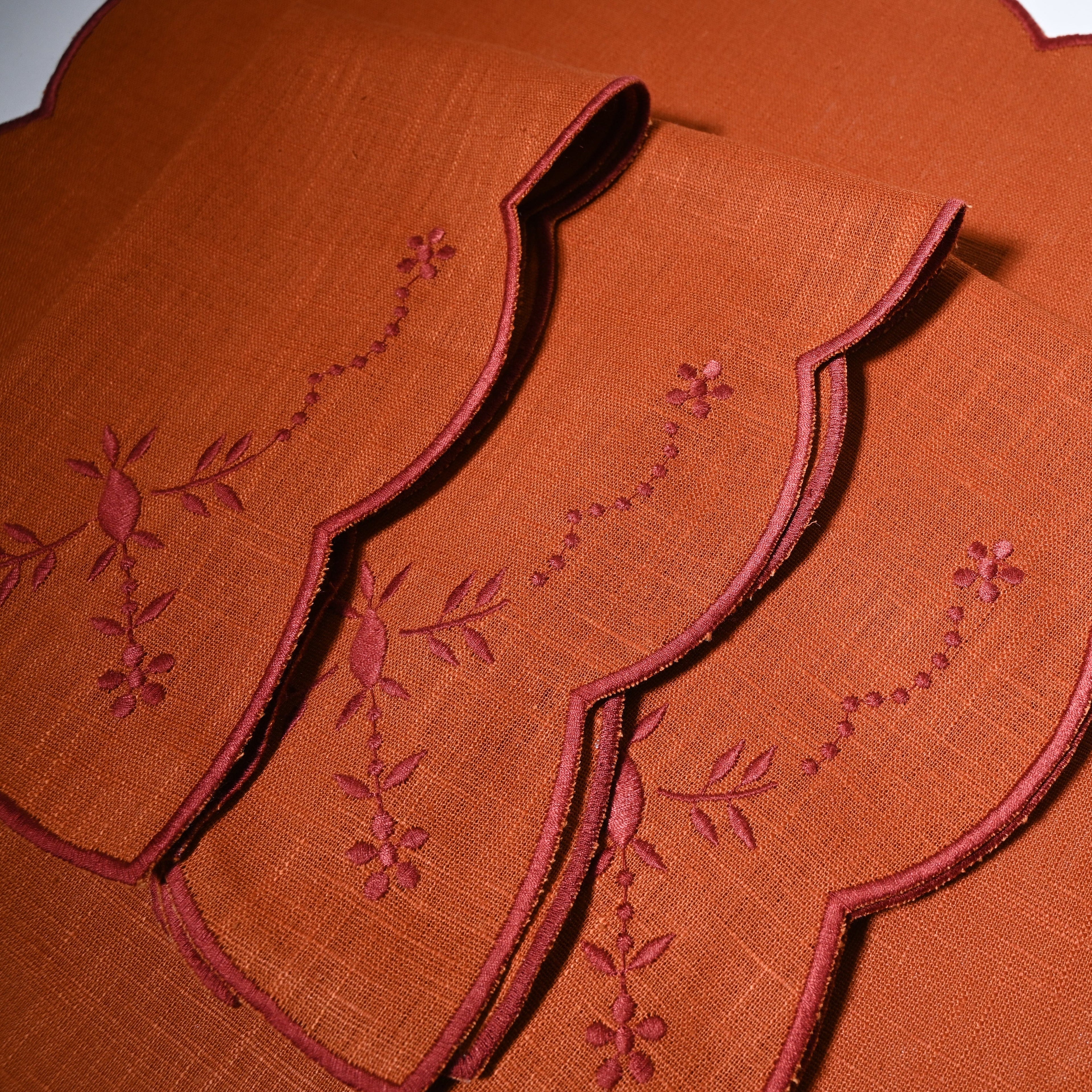 Henriette - Luxury Linens Orange Floral Napkins (set of 4)