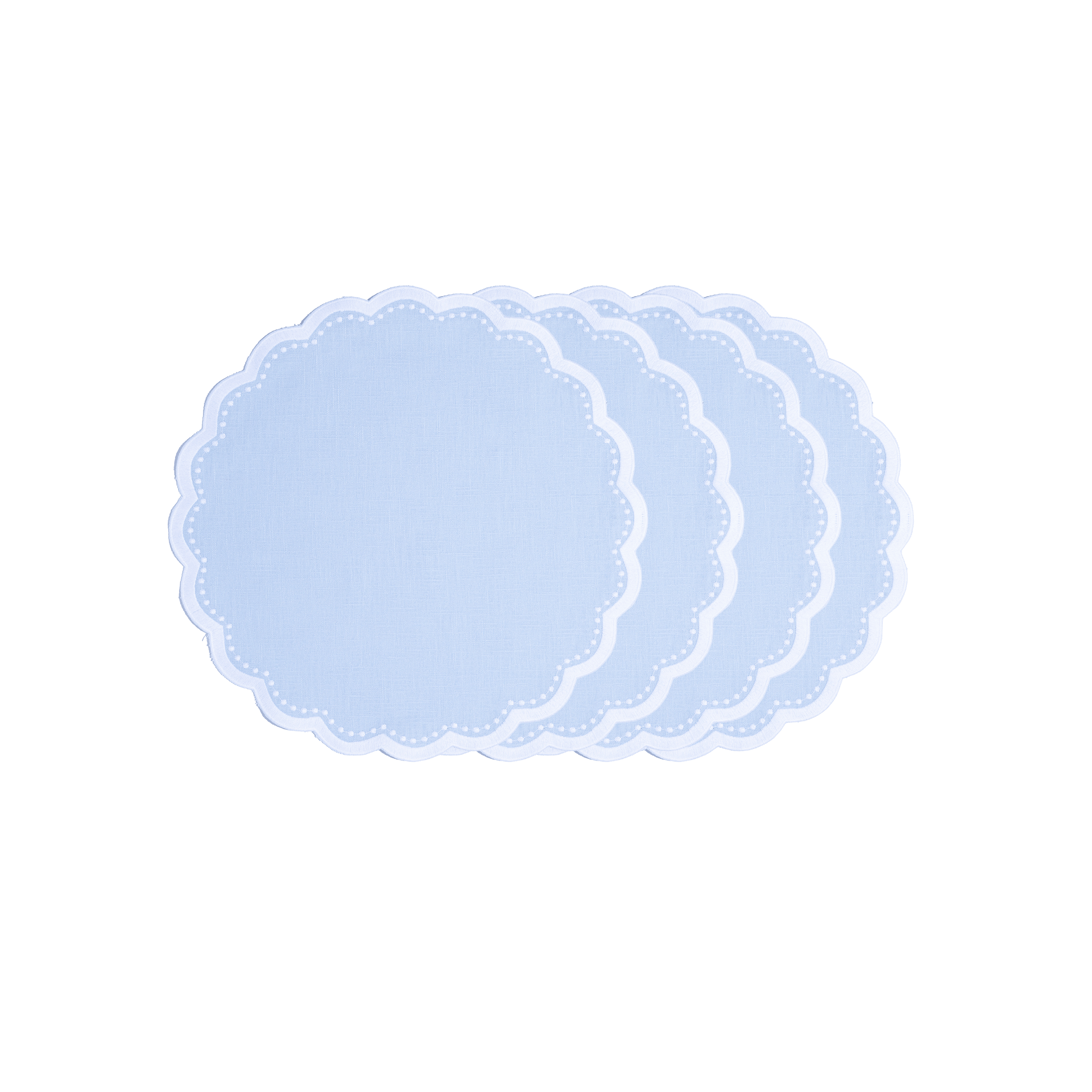 Henriette - Luxury Linens Placemats Bluebell Oval Pale Blue Placemats (set of 4)