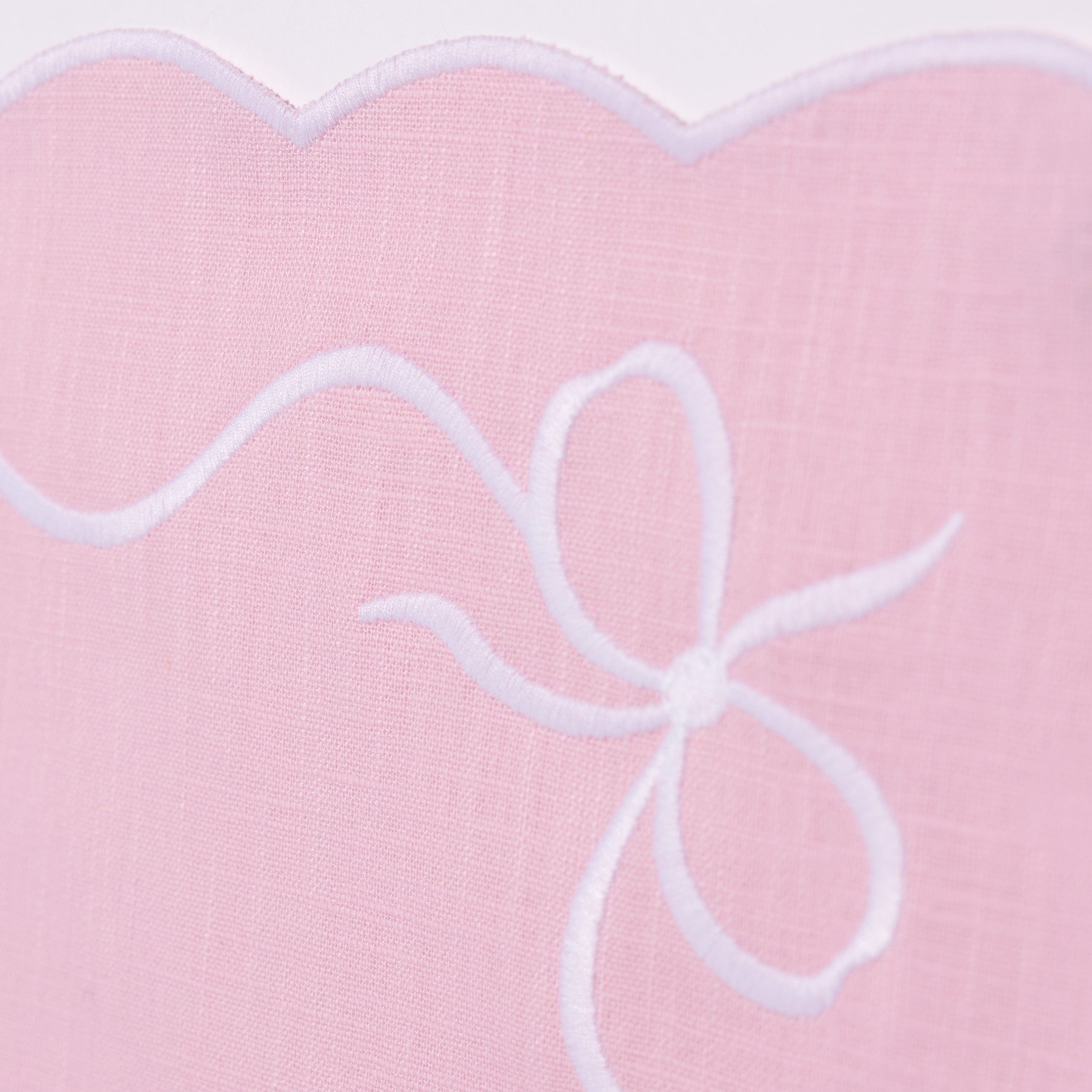 Henriette - Luxury Linens Placemats Bow Classic Placemat Baby Pink White (set of 4)