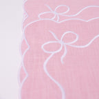 Henriette - Luxury Linens Placemats Bow Classic Placemat Baby Pink White (set of 4)