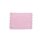 Henriette - Luxury Linens Placemats Classic Bow Baby Pink with White Placemats (set of 4)