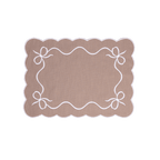 Henriette - Luxury Linens Placemats Classic Bow Mink with White Placemat (set of 4)