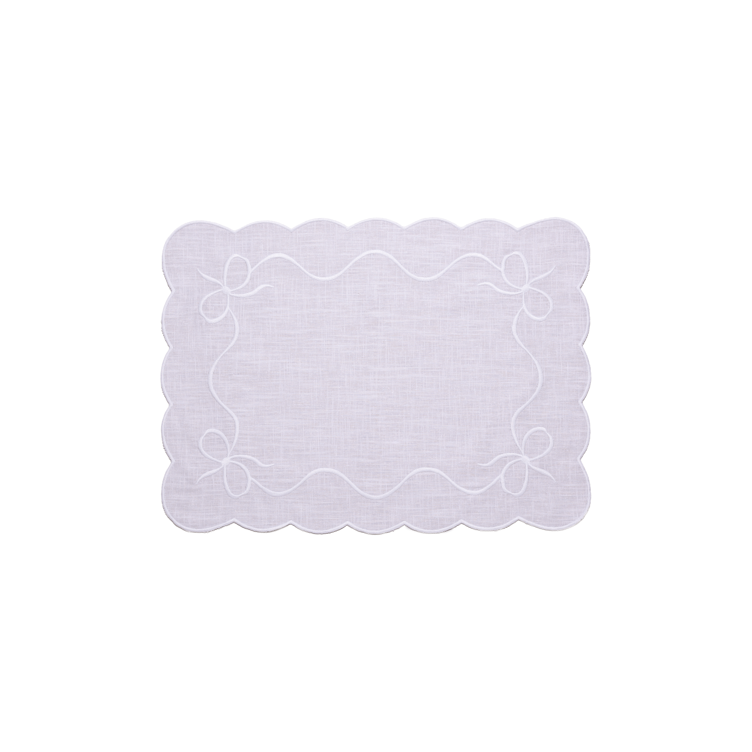 Henriette - Luxury Linens Placemats Classic Bow White on White Placemats (set of 4)