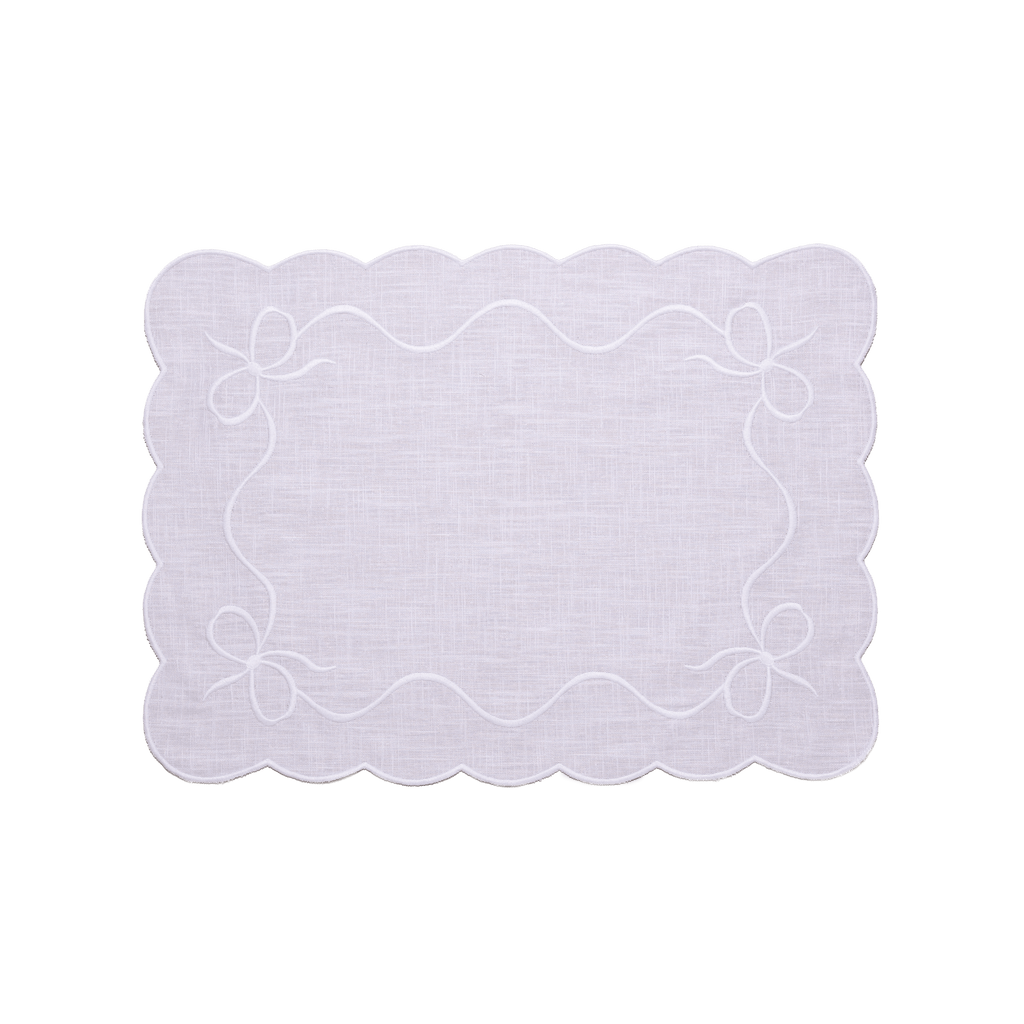 Henriette - Luxury Linens Placemats Classic Bow White with White Placemats (set of 4)