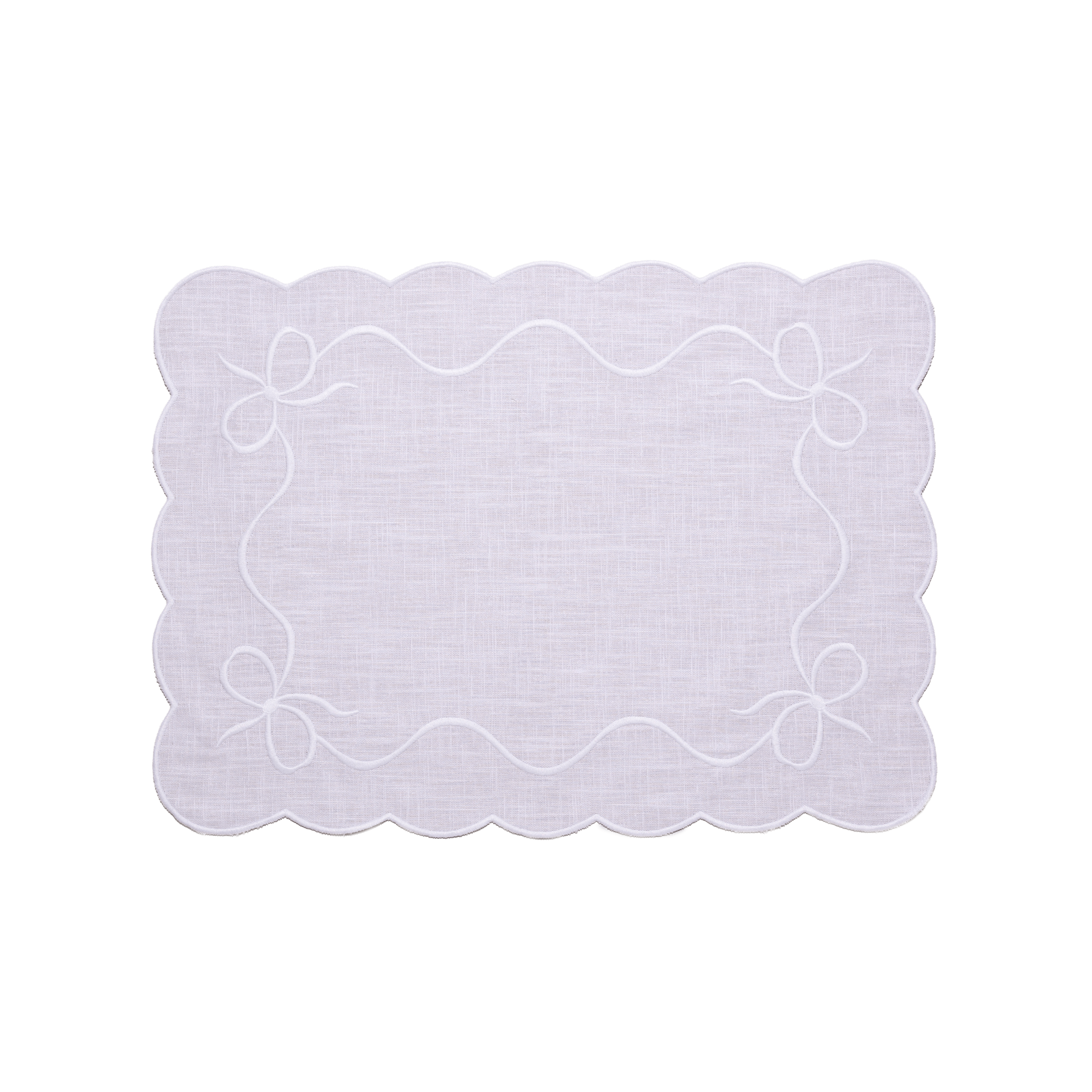 Henriette - Luxury Linens Placemats Classic Bow White with White Placemats (set of 4)