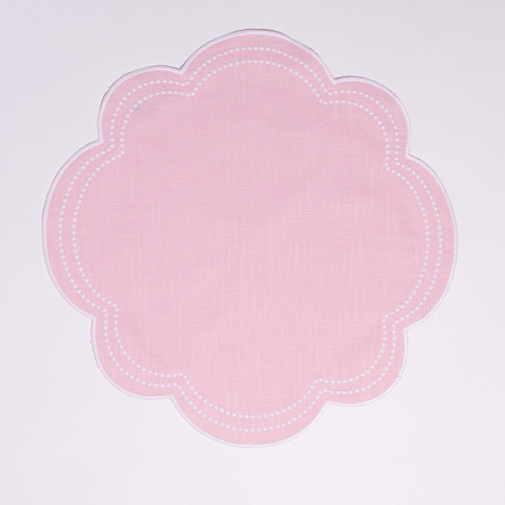 Henriette - Luxury Linens Placemats Daisy Placemat in Baby Pink (set of 4)