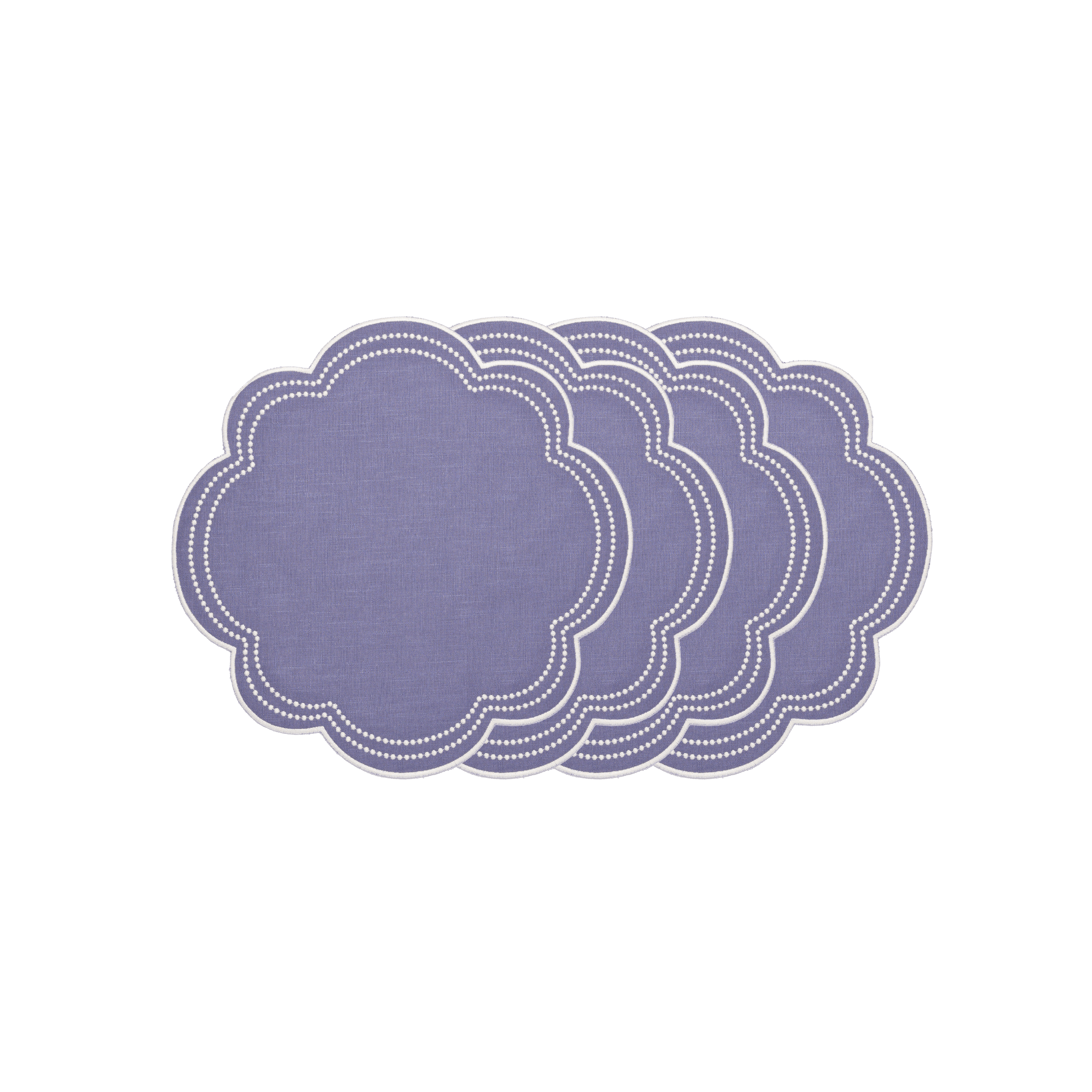 Henriette - Luxury Linens Placemats Daisy Purple Blue with White Placemat (set of 4)