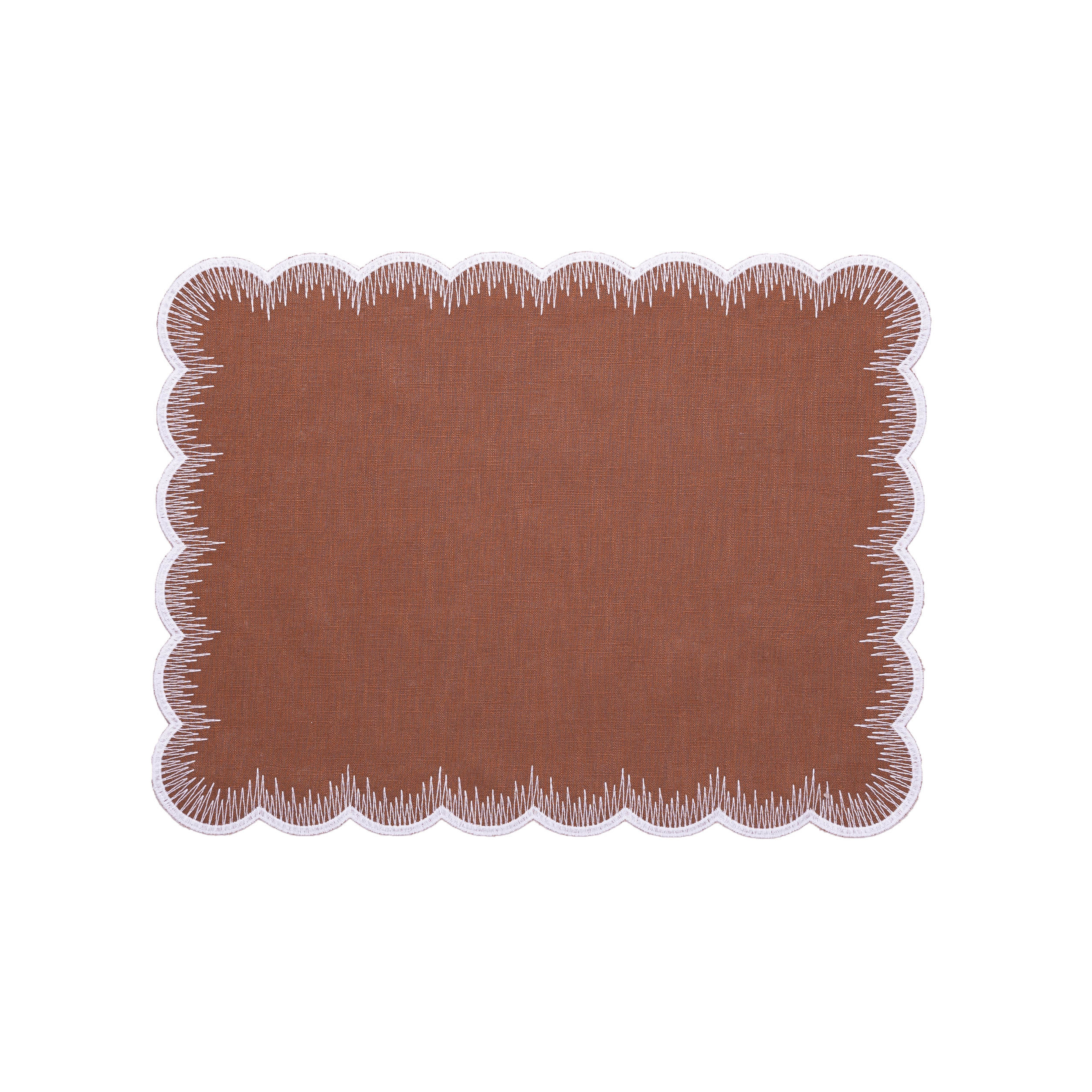 Henriette - Luxury Linens Placemats Flamestitch Caramel with White Placemats (set of 4)