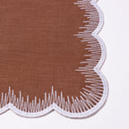 Henriette - Luxury Linens Placemats Flamestitch Caramel with White Placemats (set of 4)