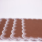 Henriette - Luxury Linens Placemats Flamestitch Caramel with White Placemats (set of 4)