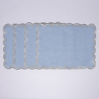 Henriette - Luxury Linens Placemats Flamestitch Pale Blue with Silver Metallic Placemats (set of 4)
