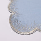 Henriette - Luxury Linens Placemats Flamestitch Pale Blue with Silver Metallic Placemats (set of 4)