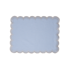 Henriette - Luxury Linens Placemats Flamestitch Pale Blue with Silver Metallic Placemats (set of 4)