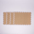 Henriette - Luxury Linens Placemats Flamestitch Sand with White Placemats (set of 4)