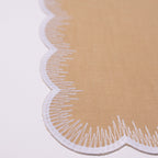 Henriette - Luxury Linens Placemats Flamestitch Sand with White Placemats (set of 4)
