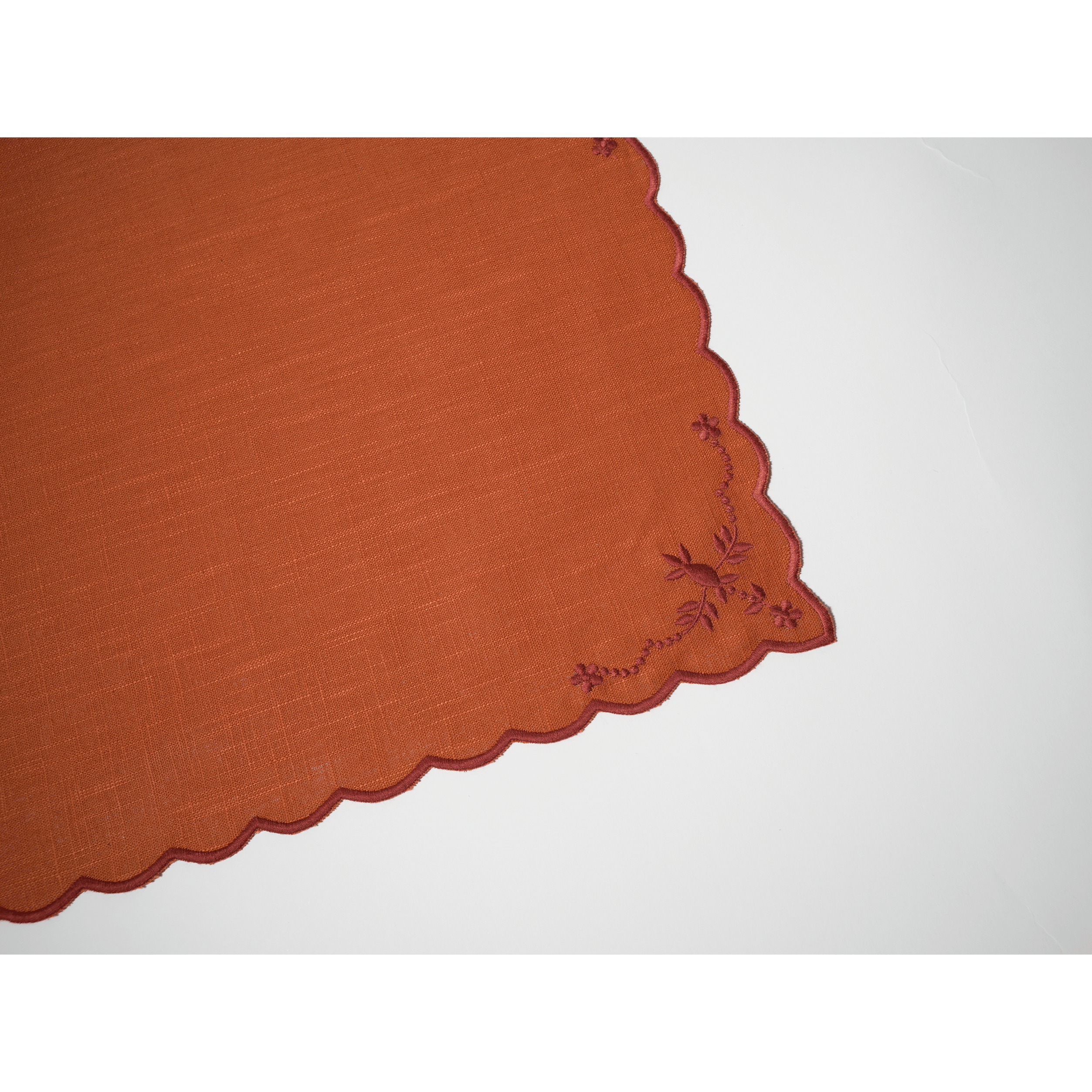 Henriette - Luxury Linens Placemats Floral Orange with Rusty Placemats (set of 4)