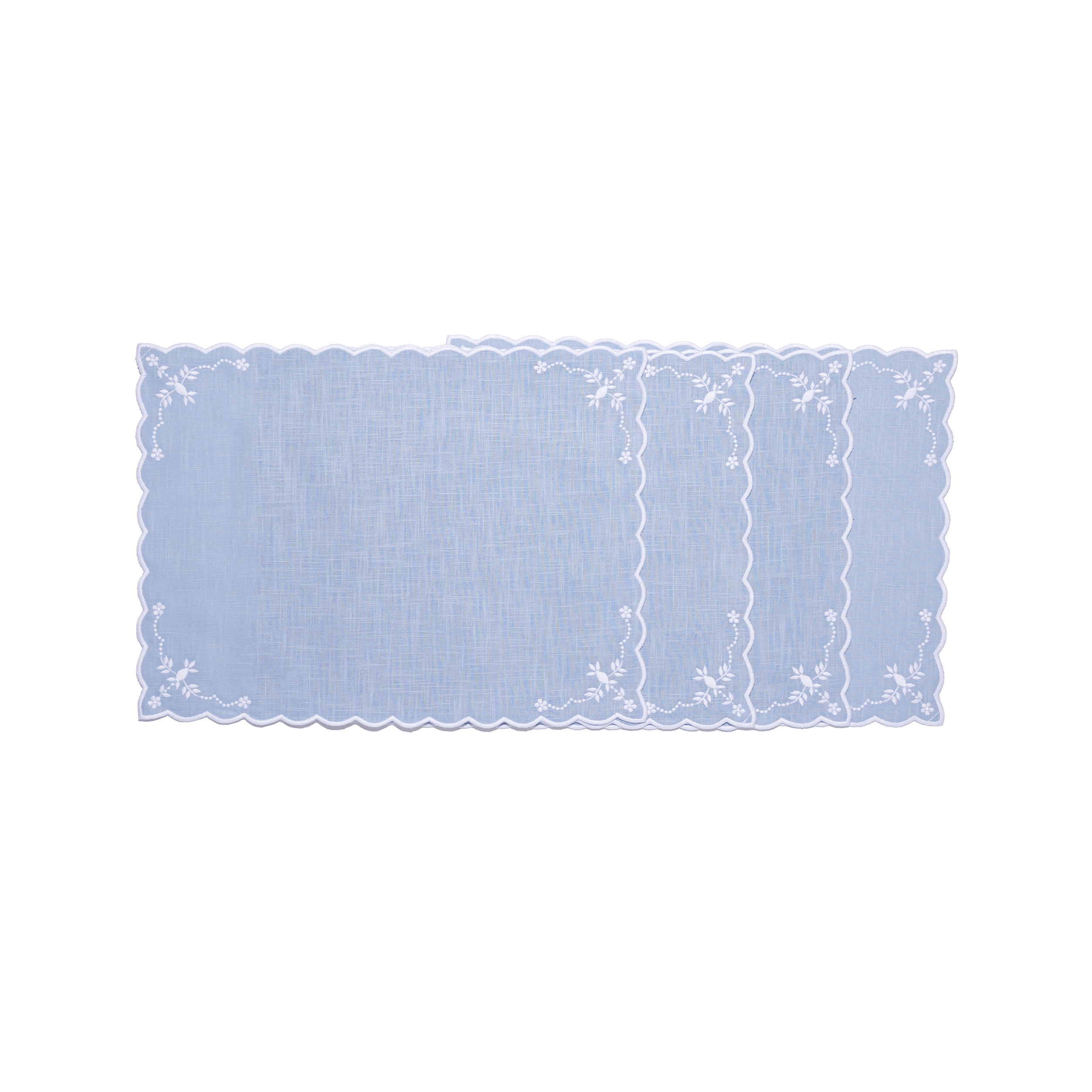 Henriette - Luxury Linens Placemats Floral Pale Blue with White Placemats (set of 4)