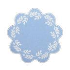 Henriette - Luxury Linens Placemats Floral Round Blue with White Placemats (set of 4)