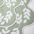 Henriette - Luxury Linens Placemats Floral Round Dusty Green with White Placemats (set of 4)