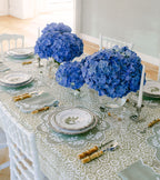 Henriette - Luxury Linens Placemats Floral Round Dusty Green with White Placemats (set of 4)