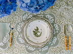 Henriette - Luxury Linens Placemats Floral Round Dusty Green with White Placemats (set of 4)