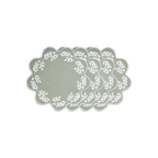 Henriette - Luxury Linens Placemats Floral Round Dusty Green with White Placemats (set of 4)