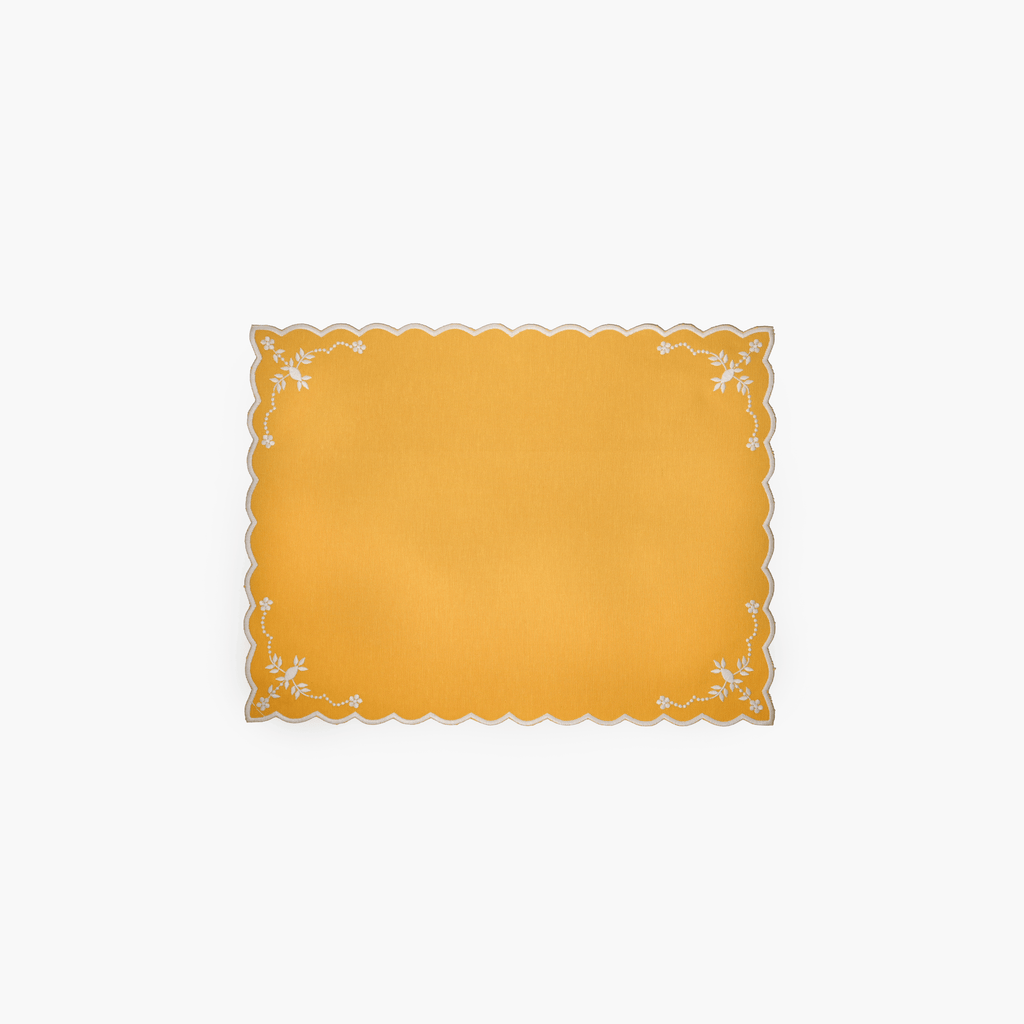 Henriette - Luxury Linens Placemats Floral Yellow Placemats (set of 4)