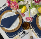 Henriette - Luxury Linens Placemats Marigold Navy with White Placemats (set of 4)
