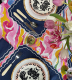 Henriette - Luxury Linens Placemats Marigold Navy with White Placemats (set of 4)