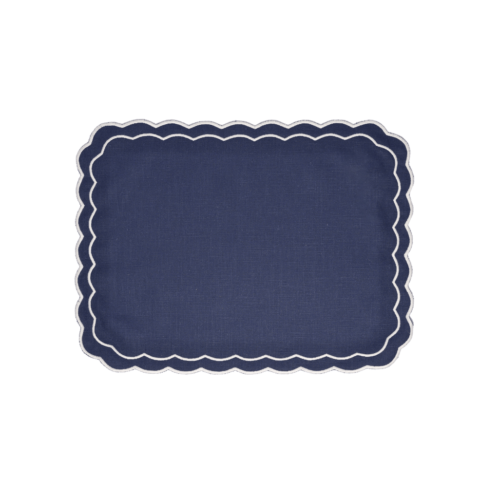 Henriette - Luxury Linens Placemats Marigold Placemats in Navy (set of 4)