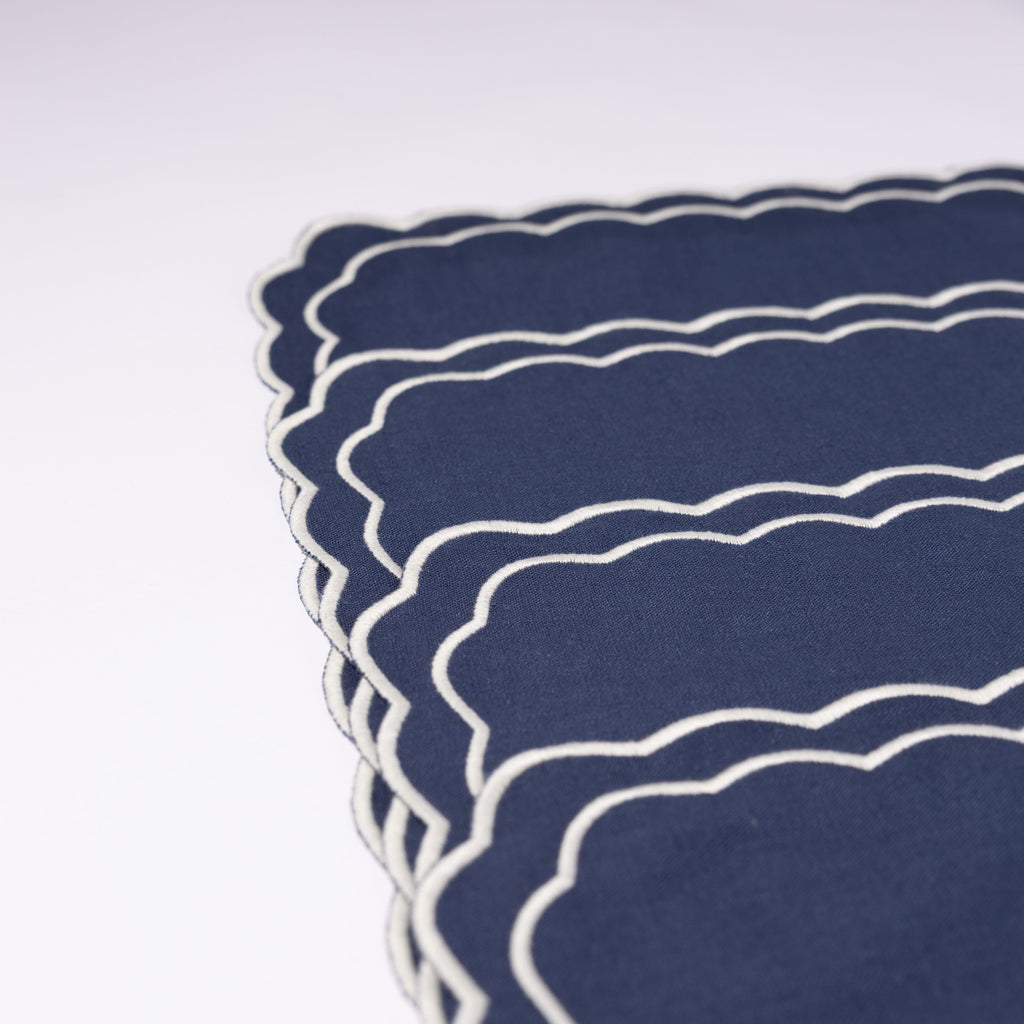 Henriette - Luxury Linens Placemats Marigold Placemats in Navy (set of 4)