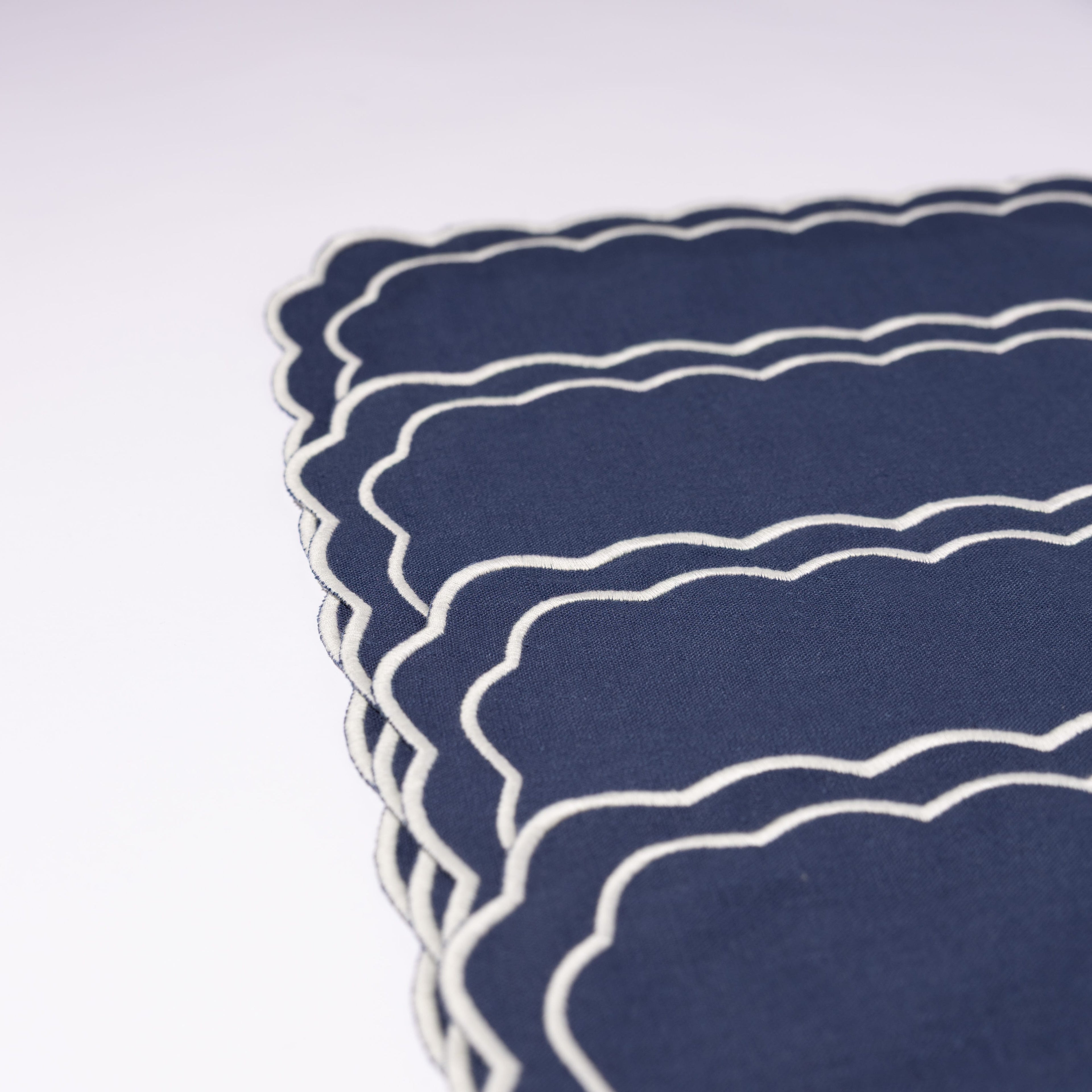 Henriette - Luxury Linens Placemats Marigold Placemats in Navy (set of 4)