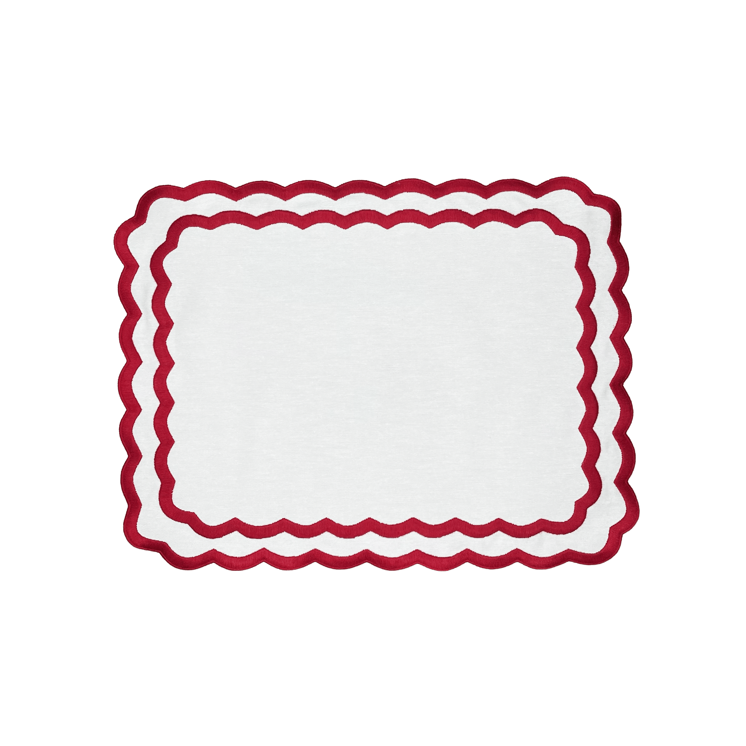 Henriette - Luxury Linens Placemats Marigold Rectangular White with Ruby Red Placemats (set of 4)