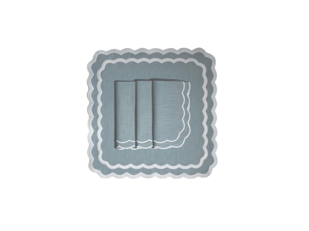 Henriette - Luxury Linens Placemats Marigold Stone Blue placemats (set of 4)