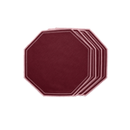 Henriette - Luxury Linens Placemats Octagon Burgundy with Dusty Pink Placemats (set of 4)